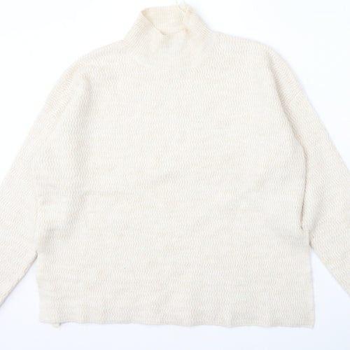 Primark Womens Beige Mock Neck  Acrylic Pullover Jumper Size 10