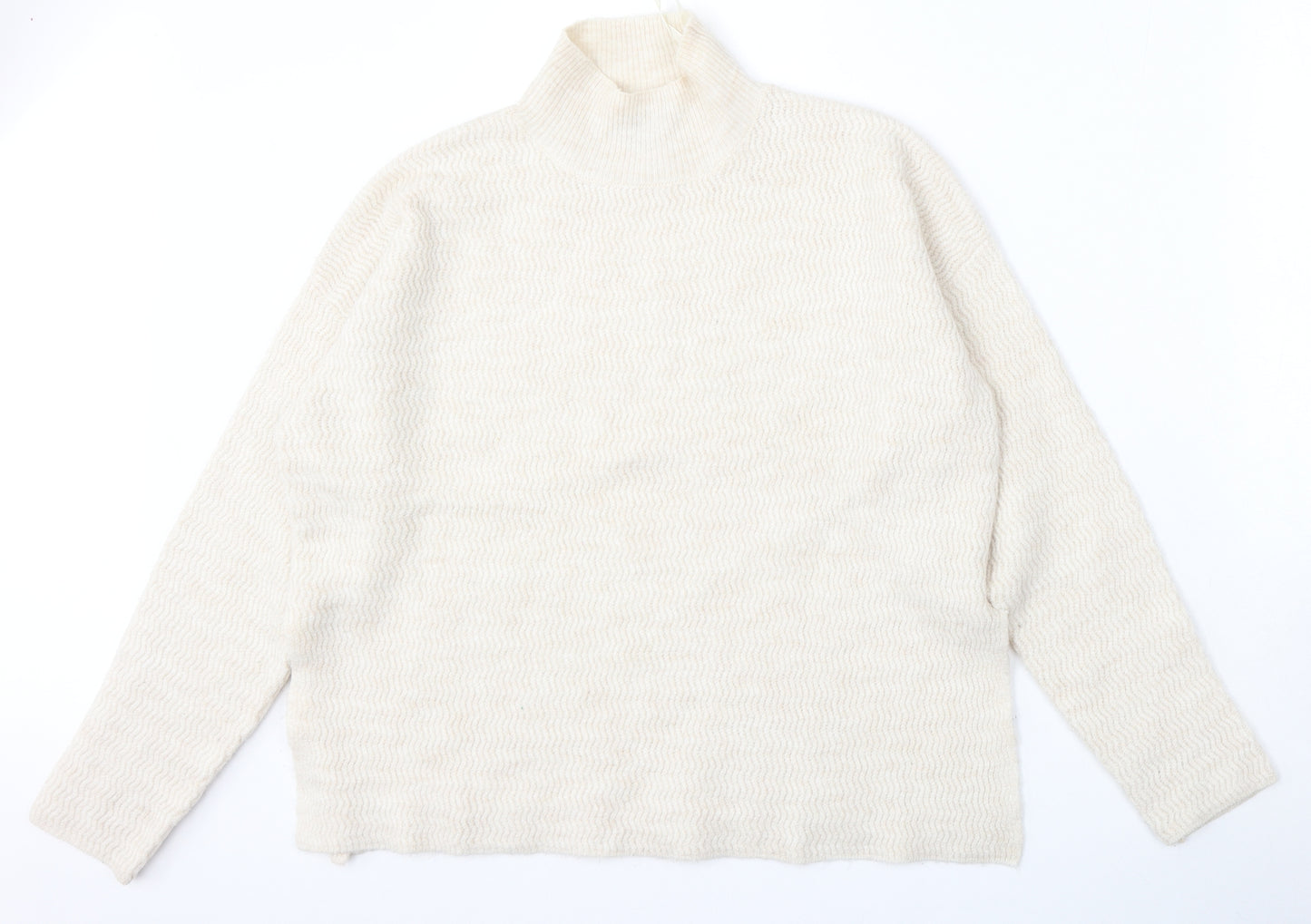 Primark Womens Beige Mock Neck  Acrylic Pullover Jumper Size 10