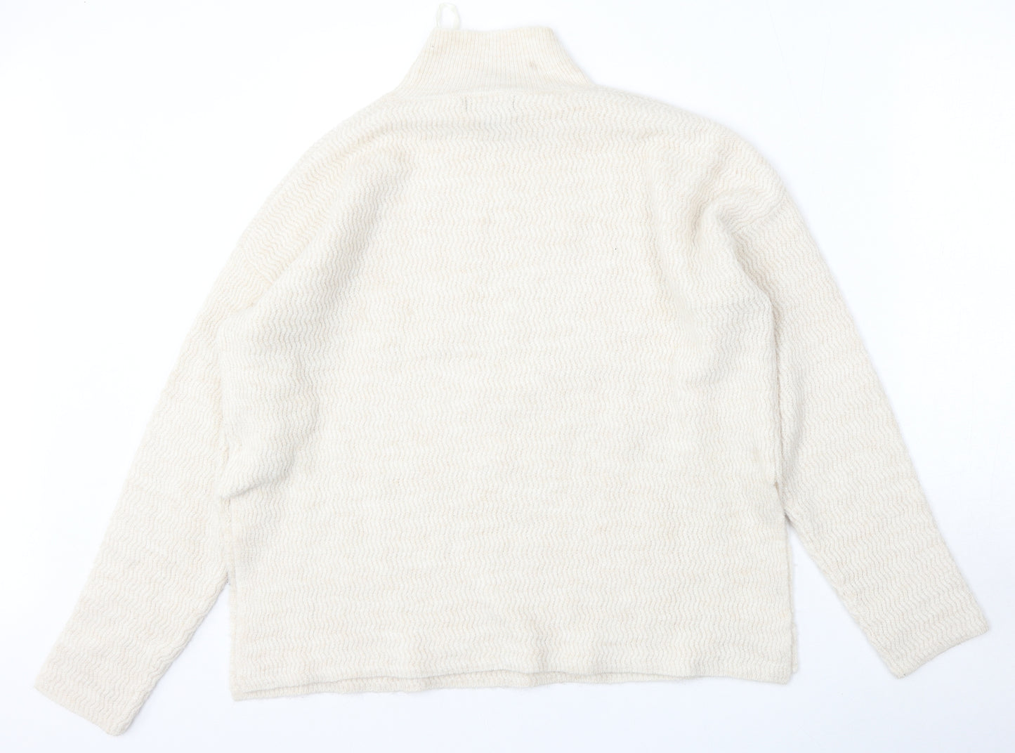 Primark Womens Beige Mock Neck  Acrylic Pullover Jumper Size 10
