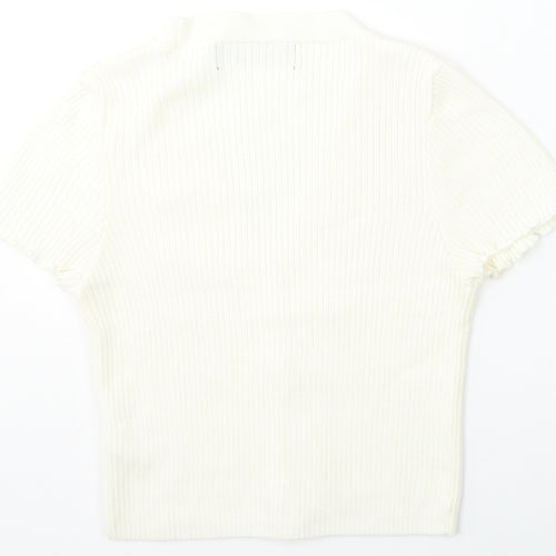 Primark Womens Ivory V-Neck  Acrylic Cardigan Jumper Size 12