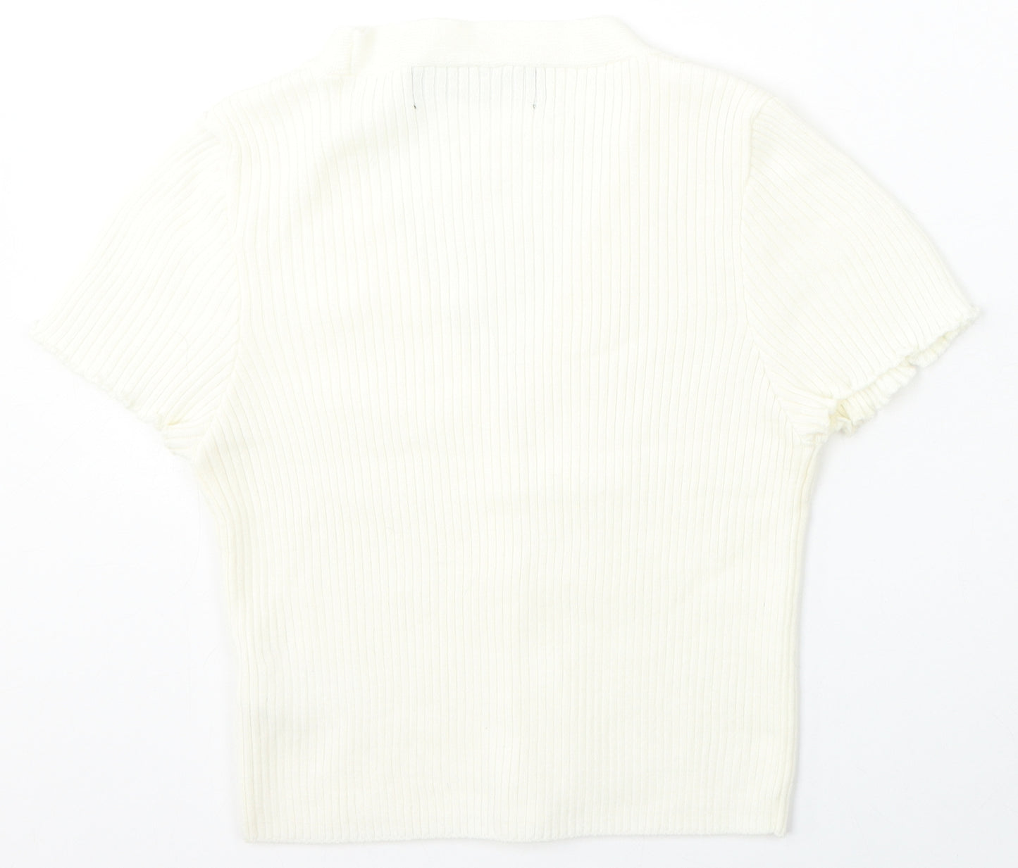 Primark Womens Ivory V-Neck  Acrylic Cardigan Jumper Size 12