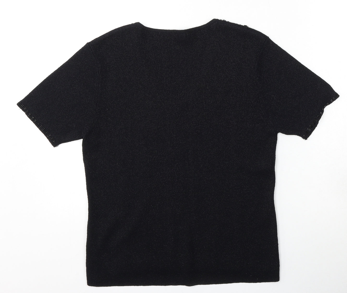 Berkertex Womens Black V-Neck  Acrylic Pullover Jumper Size 14