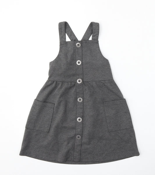 George Girls Grey  Polyester Dungaree One-Piece Size 4-5 Years