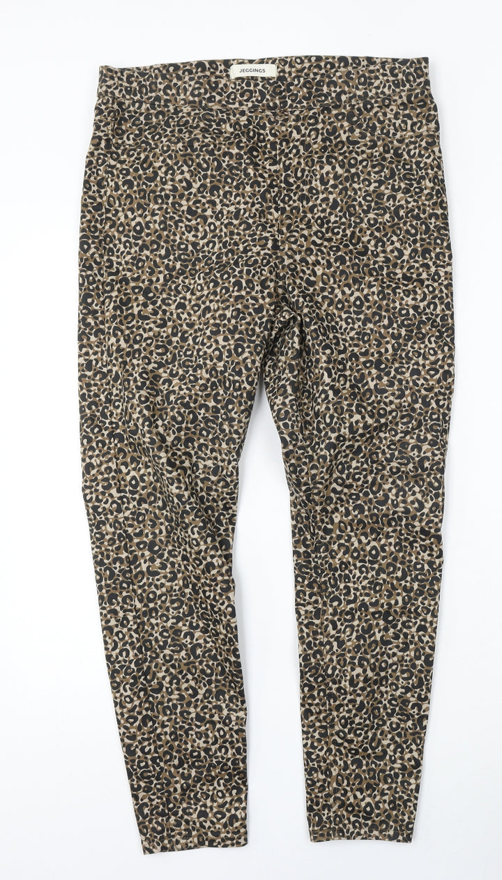 Preworn Womens Multicoloured Animal Print Polyester Jegging Jeans Size 34 L27 in Regular