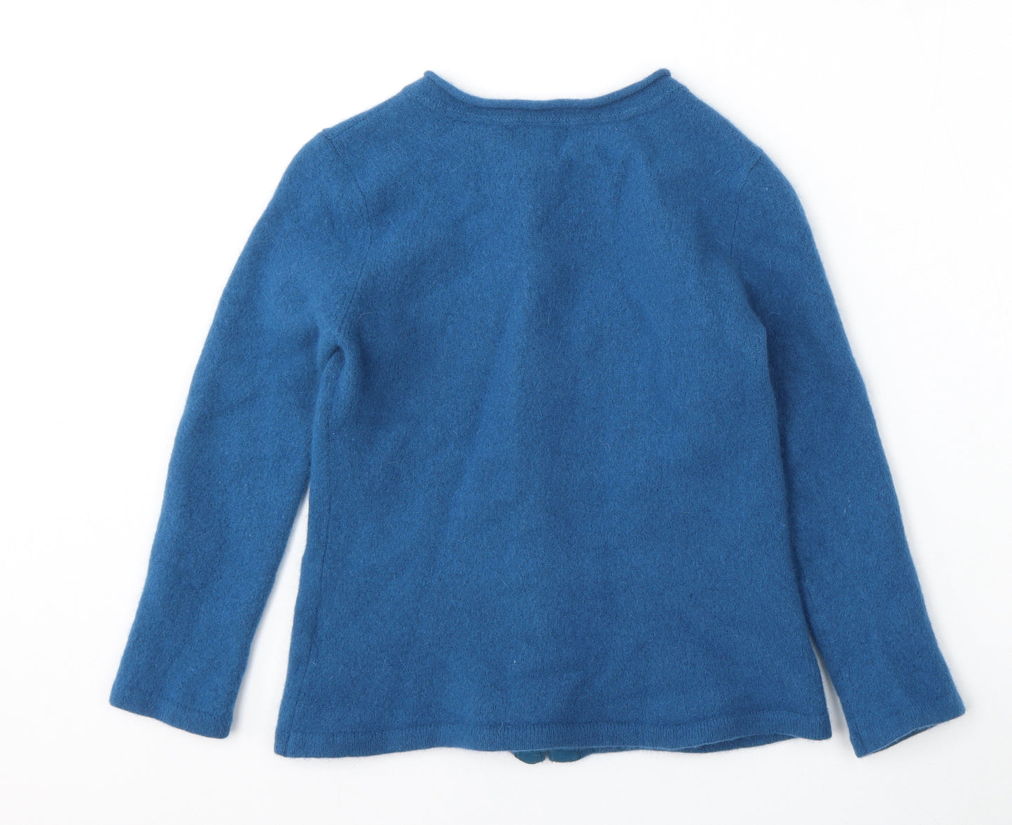 Per Una Womens Blue Round Neck  Wool Cardigan Jumper Size M