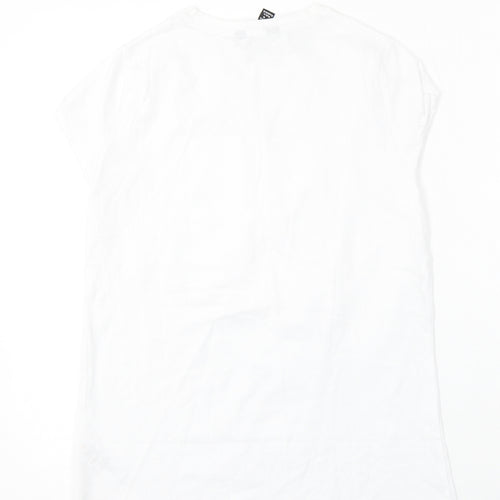 New Look Womens White  Cotton Basic T-Shirt Size 8 Round Neck