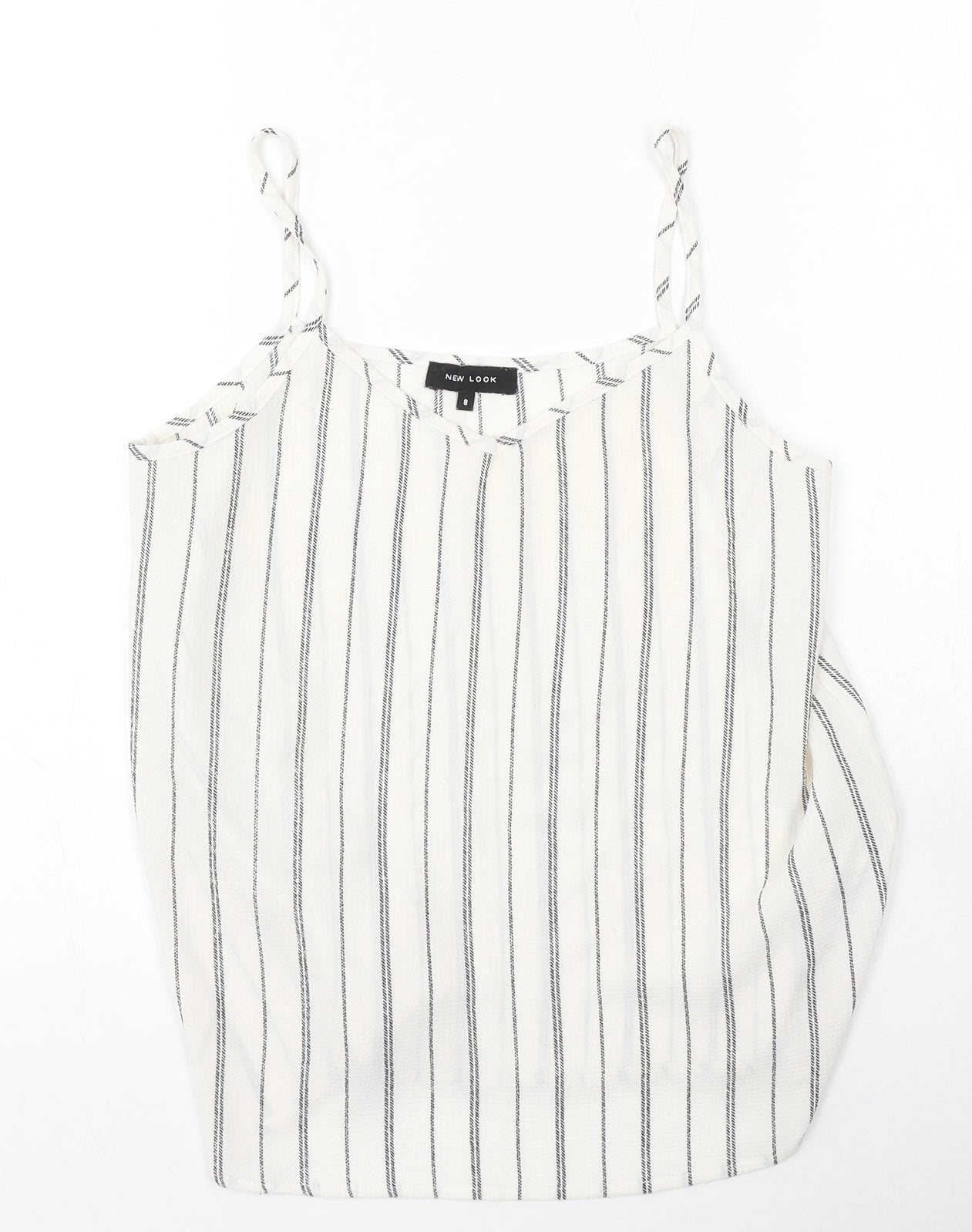 New Look Womens Ivory Striped Polyester Camisole Blouse Size 8 V-Neck