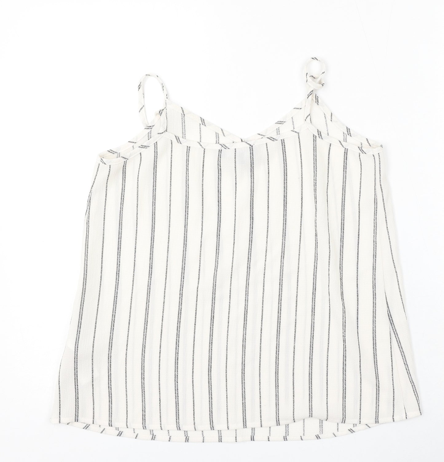 New Look Womens Ivory Striped Polyester Camisole Blouse Size 8 V-Neck