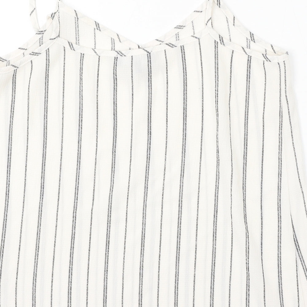New Look Womens Ivory Striped Polyester Camisole Blouse Size 8 V-Neck