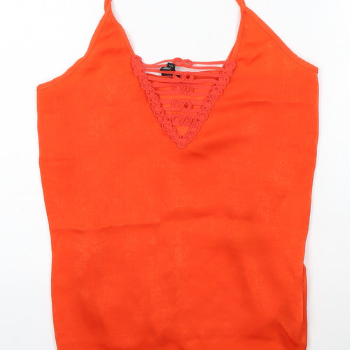 River Island Womens Orange  Viscose Camisole Blouse Size 8 Round Neck