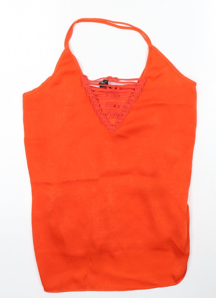 River Island Womens Orange Viscose Camisole Blouse Size 8 Round Neck