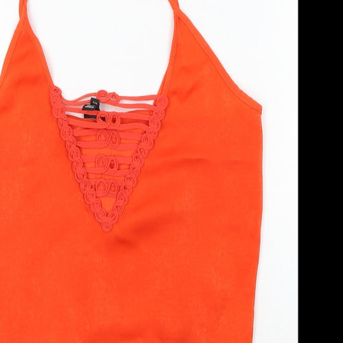 River Island Womens Orange  Viscose Camisole Blouse Size 8 Round Neck