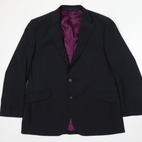 Marks and Spencer Mens Blue Striped Wool Jacket Suit Size M