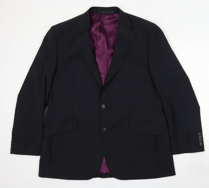 Marks and Spencer Mens Blue Striped Wool Jacket Suit Size M