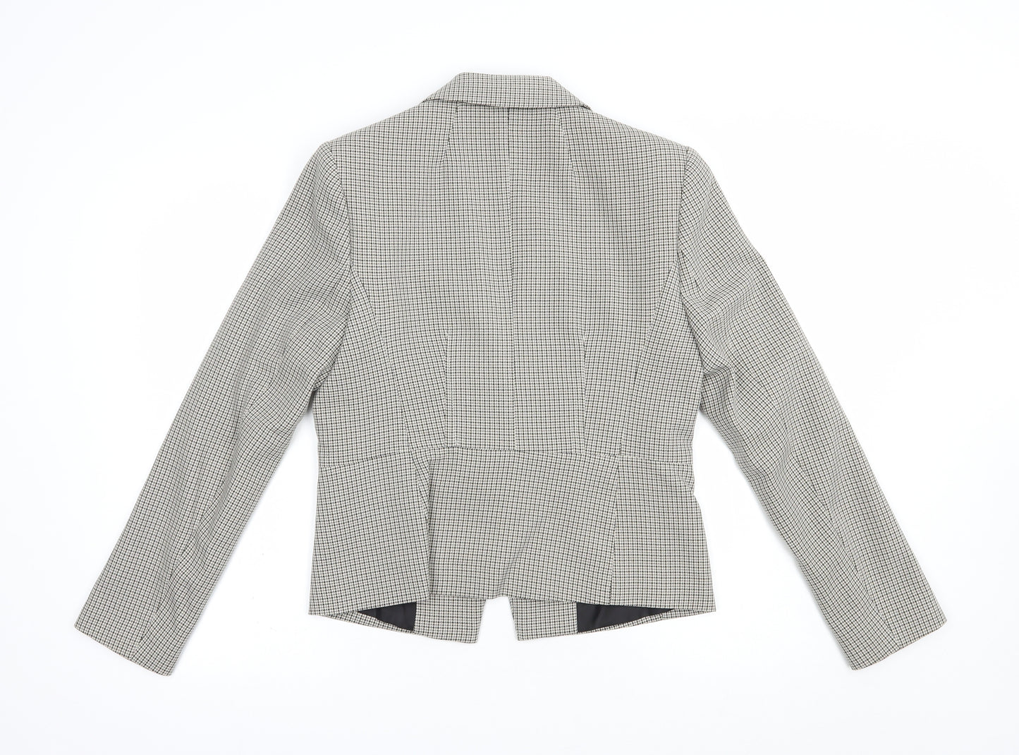 Marks and Spencer Womens Beige Houndstooth  Jacket Blazer Size 10  Button