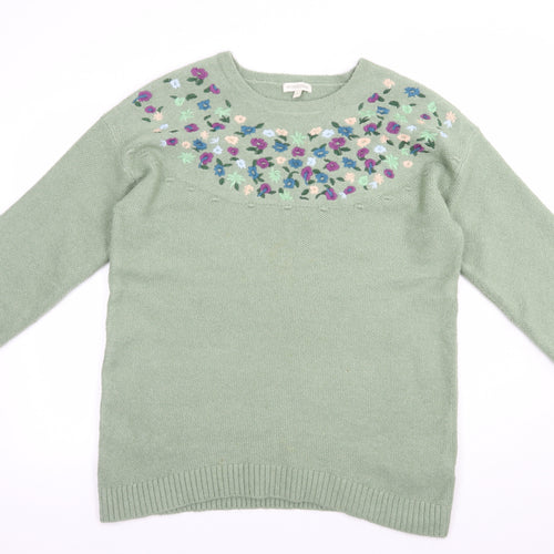 Monsoon Womens Green Boat Neck  Acrylic Pullover Jumper Size L