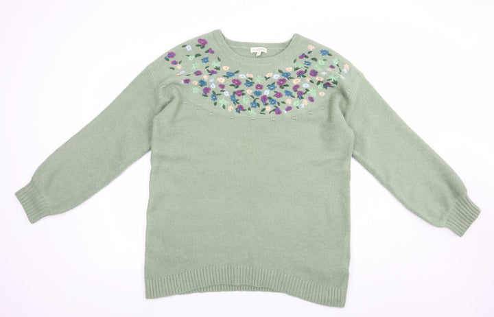 Monsoon Womens Green Boat Neck Acrylic Pullover Jumper Size L