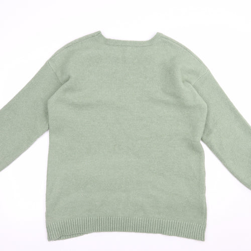 Monsoon Womens Green Boat Neck  Acrylic Pullover Jumper Size L