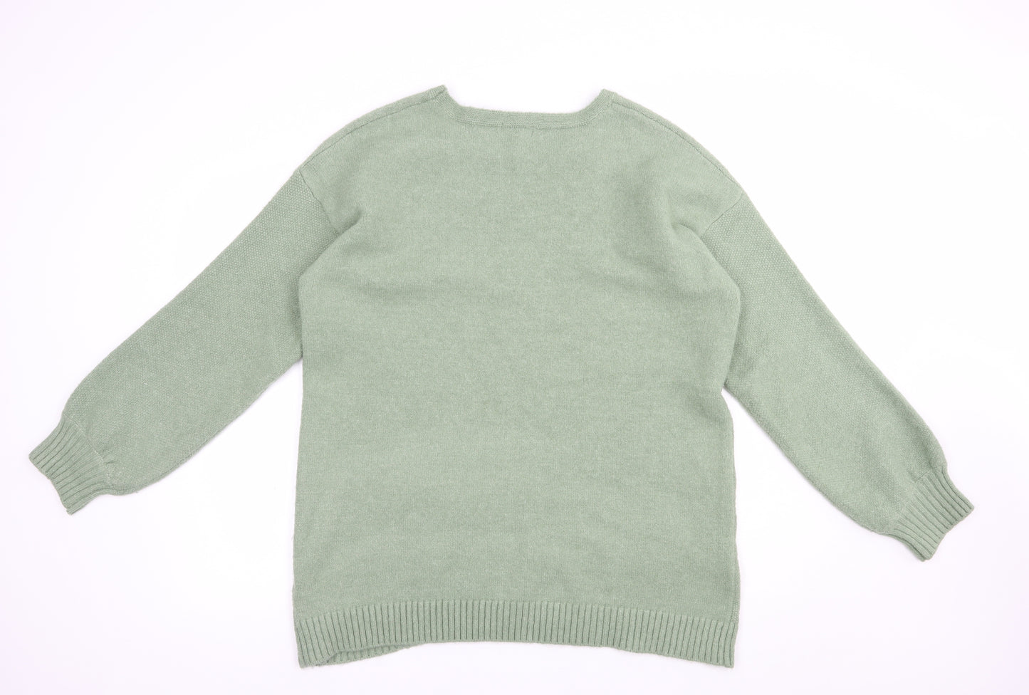 Monsoon Womens Green Boat Neck  Acrylic Pullover Jumper Size L