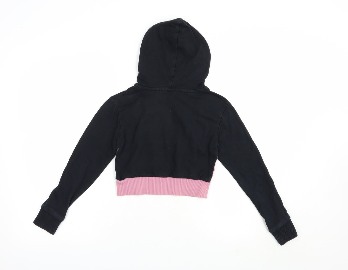 Closure Girls Black Colourblock Cotton Pullover Hoodie Size 8-9 Years  Pullover