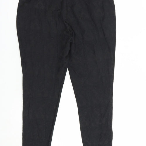 New Look Womens Black Floral Cotton Dress Pants Trousers Size 10 L25 in Regular Hook & Loop