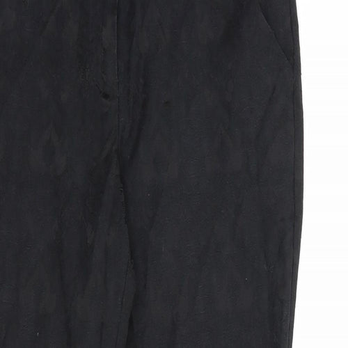 New Look Womens Black Floral Cotton Dress Pants Trousers Size 10 L25 in Regular Hook & Loop