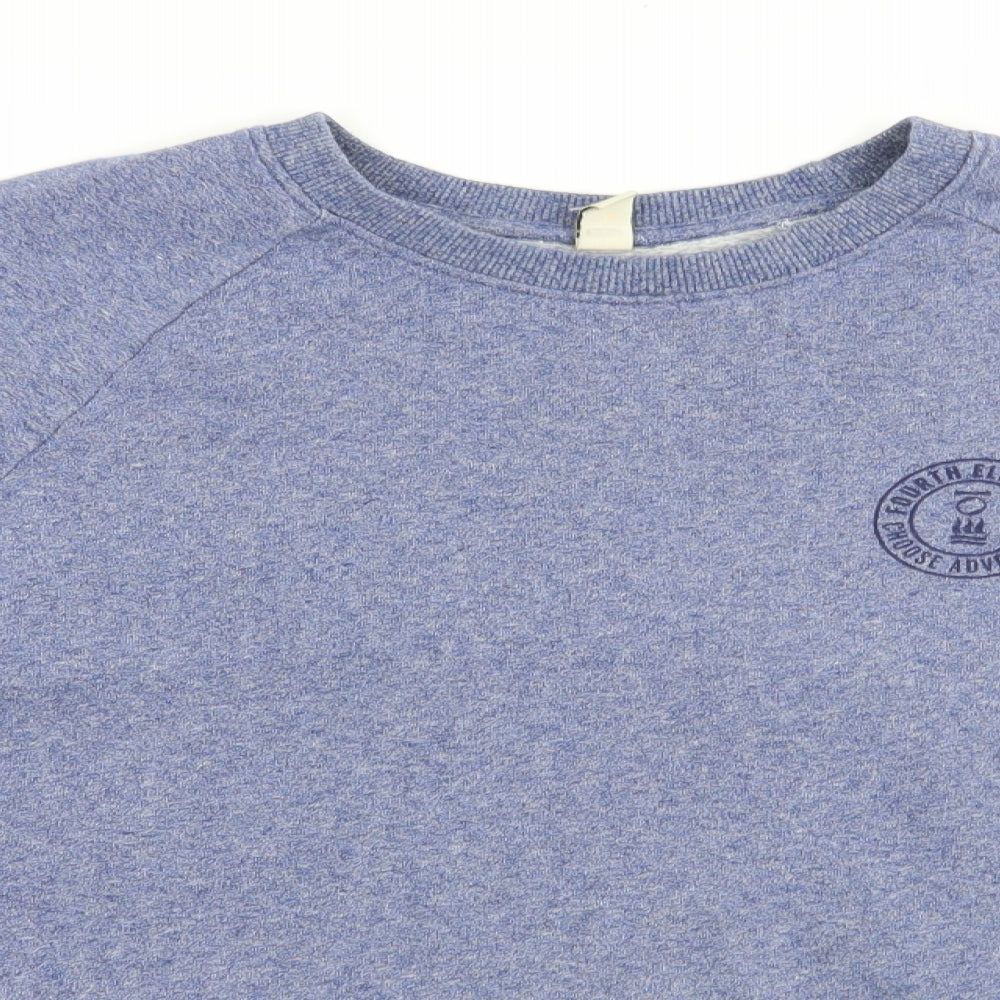 Earth Positive Mens Blue  Cotton Pullover Sweatshirt Size M