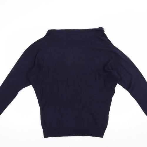 Phase Eight Womens Blue Roll Neck  Nylon Pullover Jumper Size XS