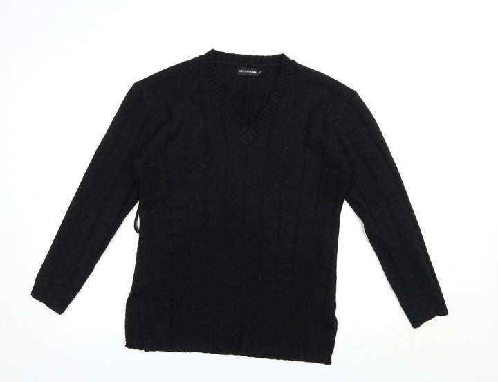 PRETTYLITTLETHING Womens Black V-Neck Acrylic Pullover Jumper Size S