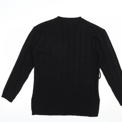 PRETTYLITTLETHING Womens Black V-Neck  Acrylic Pullover Jumper Size S