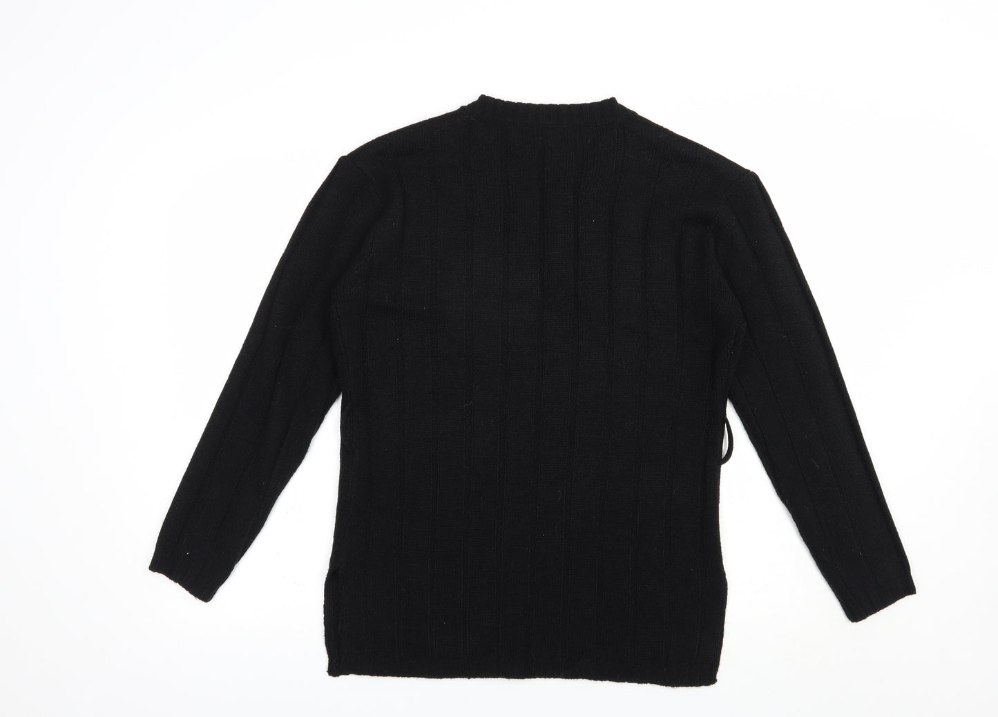PRETTYLITTLETHING Womens Black V-Neck  Acrylic Pullover Jumper Size S