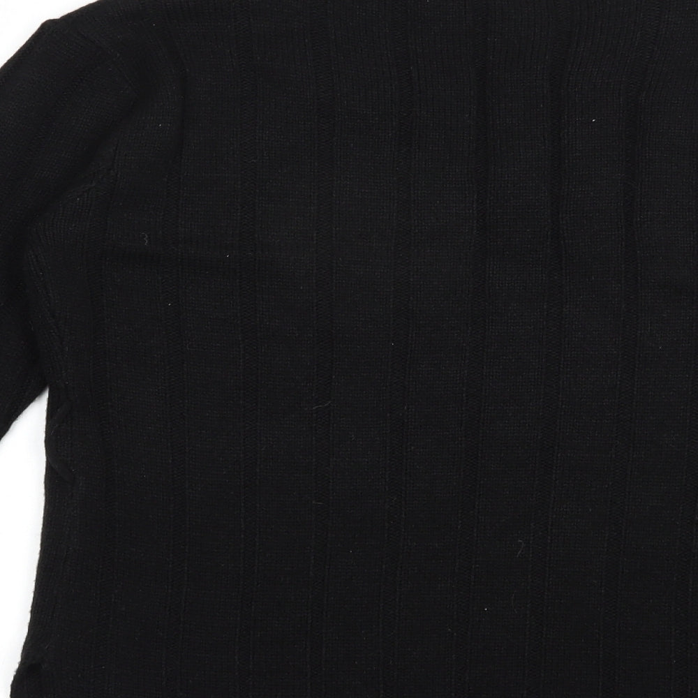 PRETTYLITTLETHING Womens Black V-Neck  Acrylic Pullover Jumper Size S