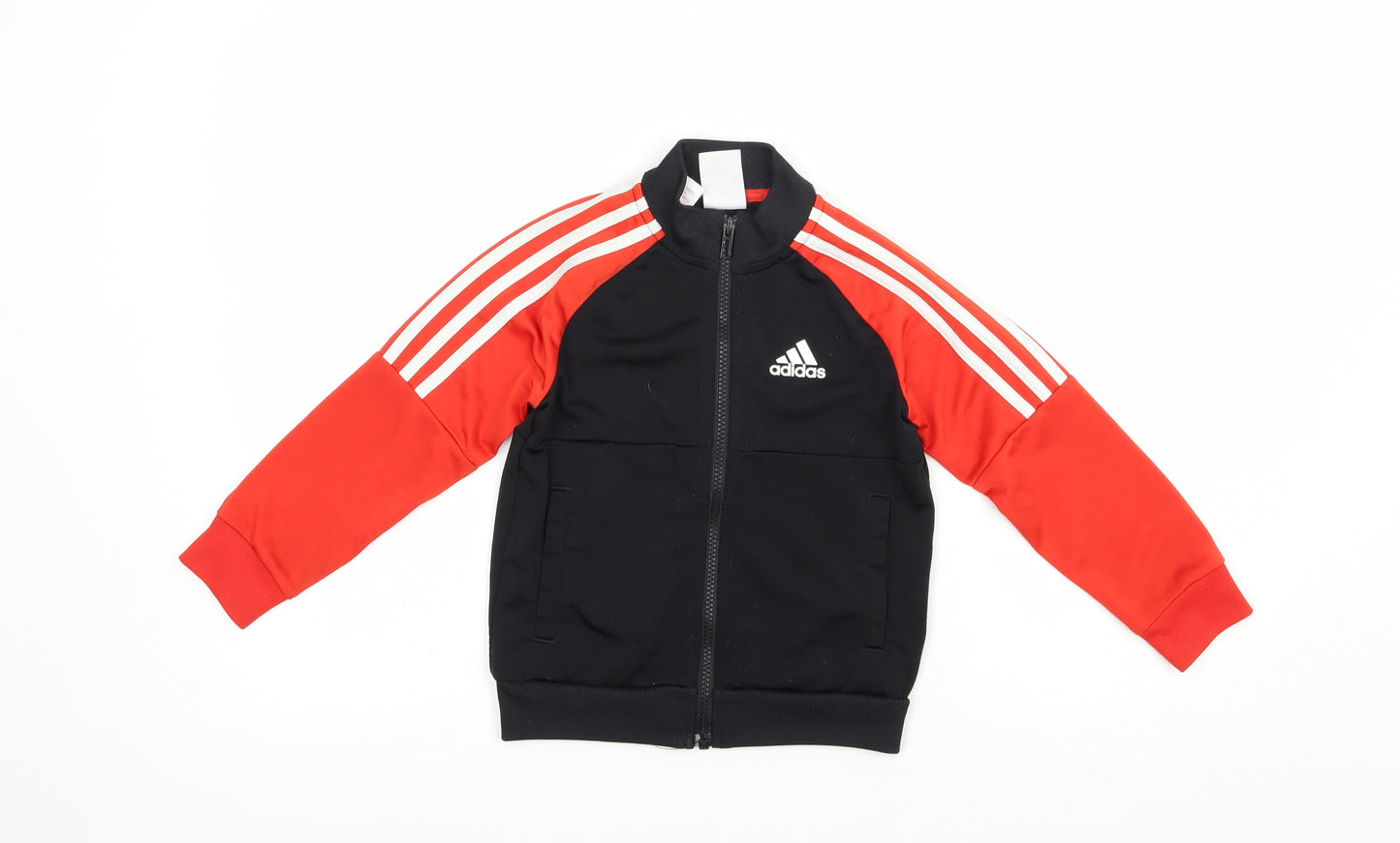 adidas Boys Black Colourblock Polyester Full Zip Sweatshirt Size 4-5 Years  Zip