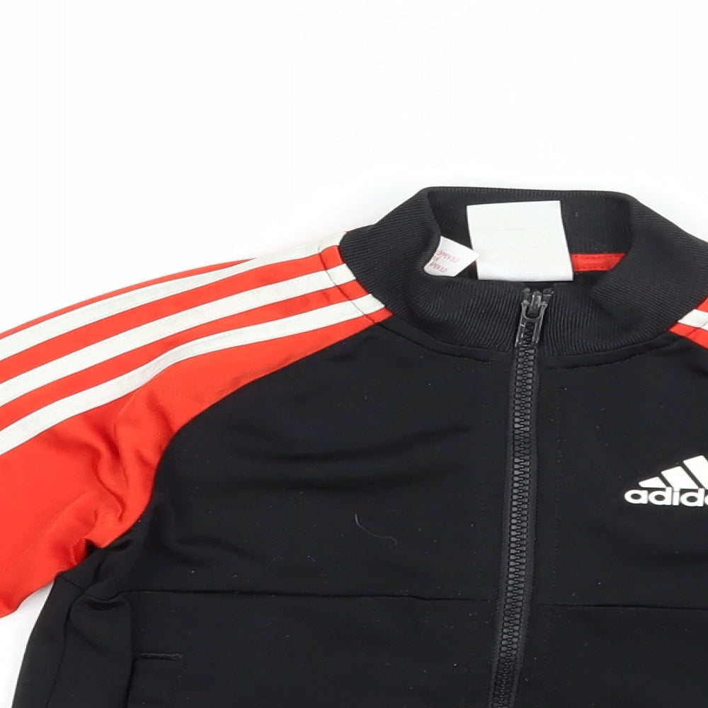 adidas Boys Black Colourblock Polyester Full Zip Sweatshirt Size 4-5 Years  Zip