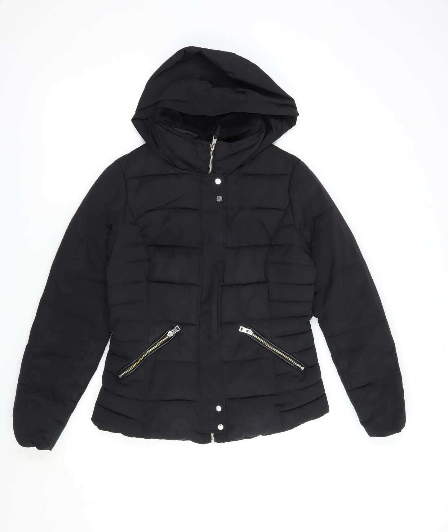 Papaya Womens Black   Puffer Jacket Jacket Size 10  Zip