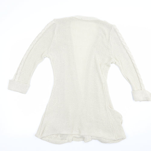 Jane Norman Womens Beige V-Neck  Acrylic Cardigan Jumper Size 12
