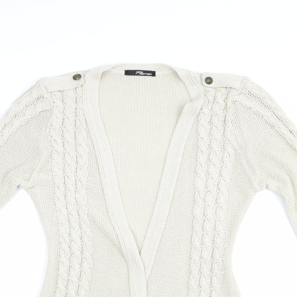 Jane Norman Womens Beige V-Neck  Acrylic Cardigan Jumper Size 12