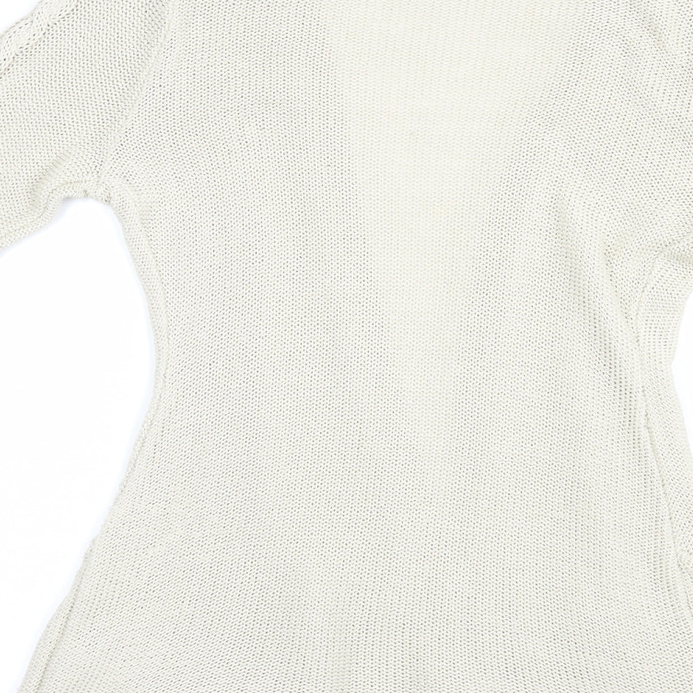 Jane Norman Womens Beige V-Neck  Acrylic Cardigan Jumper Size 12