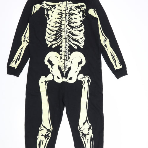 Primark Boys Black  Cotton  Bodysuit Size 12-13 Years  Zip - Skeleton Onesie