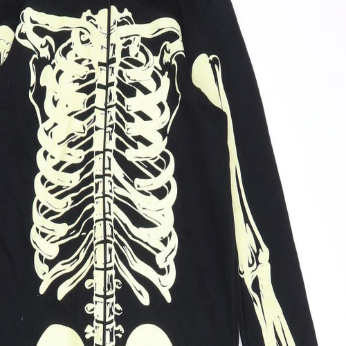 Primark Boys Black  Cotton  Bodysuit Size 12-13 Years  Zip - Skeleton Onesie