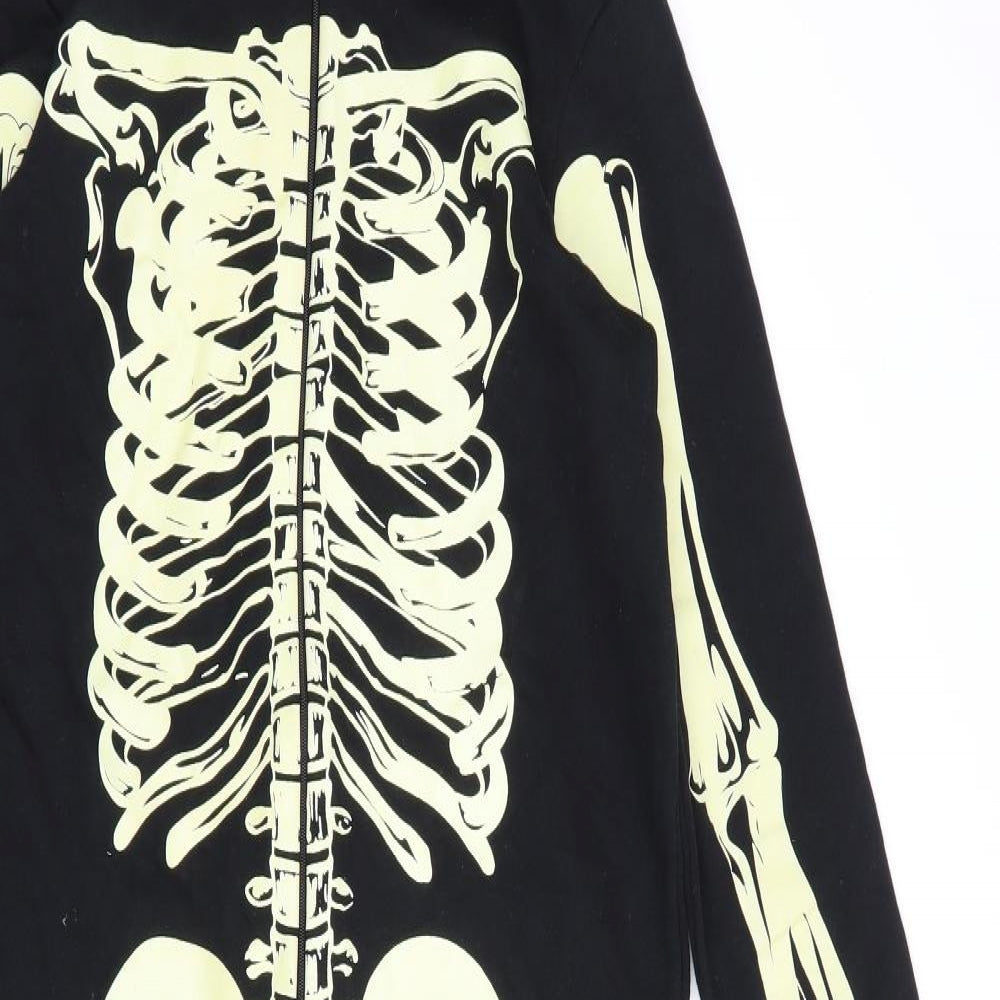 Primark Boys Black  Cotton  Bodysuit Size 12-13 Years  Zip - Skeleton Onesie