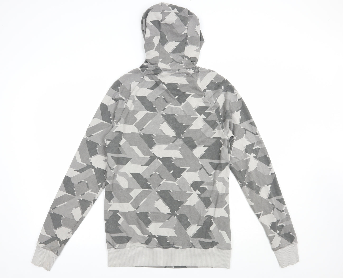 Gymshark Mens Grey Geometric Cotton Pullover Hoodie Size S