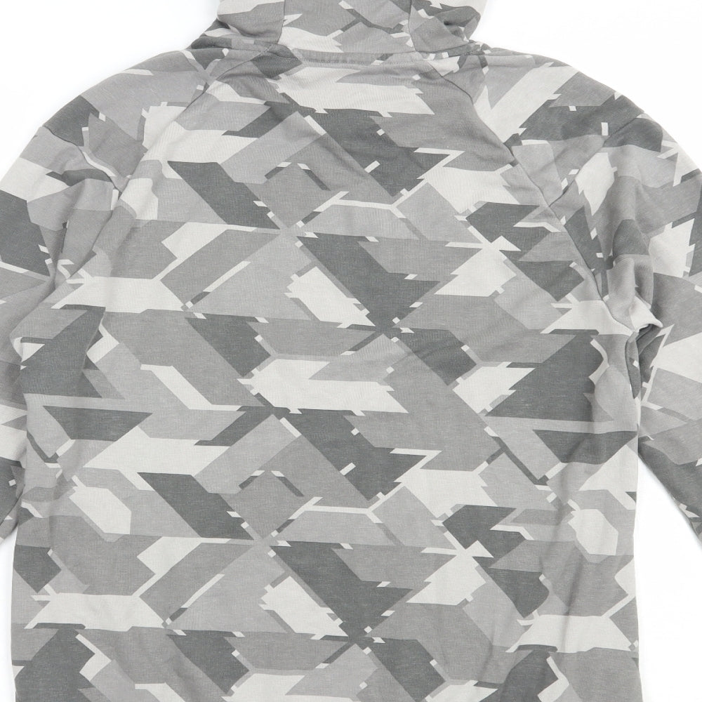 Gymshark Mens Grey Geometric Cotton Pullover Hoodie Size S