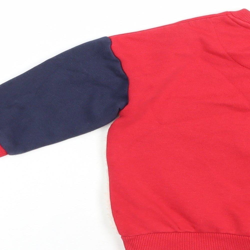 F&F Girls Red Colourblock Cotton Pullover Sweatshirt Size 2-3 Years  Pullover - Santa