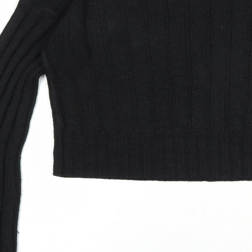 PRETTYLITTLETHING Womens Black Boat Neck  Acrylic Pullover Jumper Size M