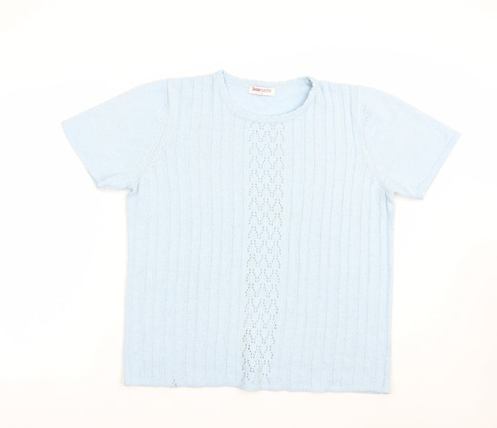 Bonmarché Womens Blue Crew Neck  Acrylic Pullover Jumper Size M