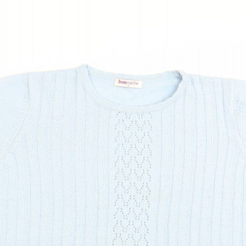 Bonmarché Womens Blue Crew Neck  Acrylic Pullover Jumper Size M