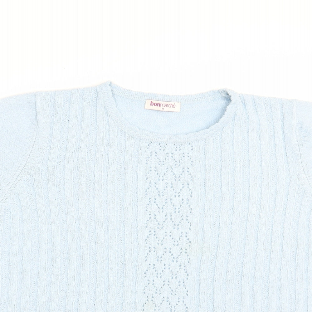 Bonmarché Womens Blue Crew Neck  Acrylic Pullover Jumper Size M