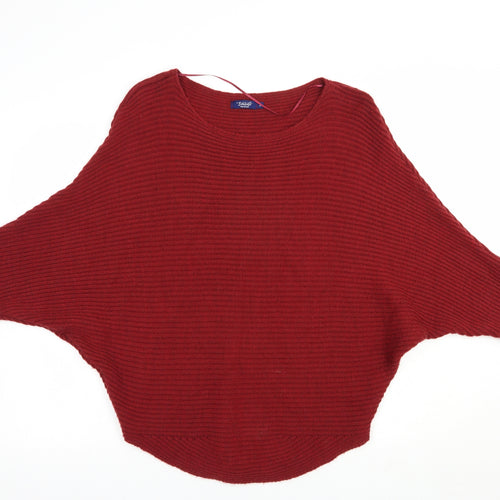 LEONARDO Womens Red Boat Neck  Acrylic Pullover Jumper Size M