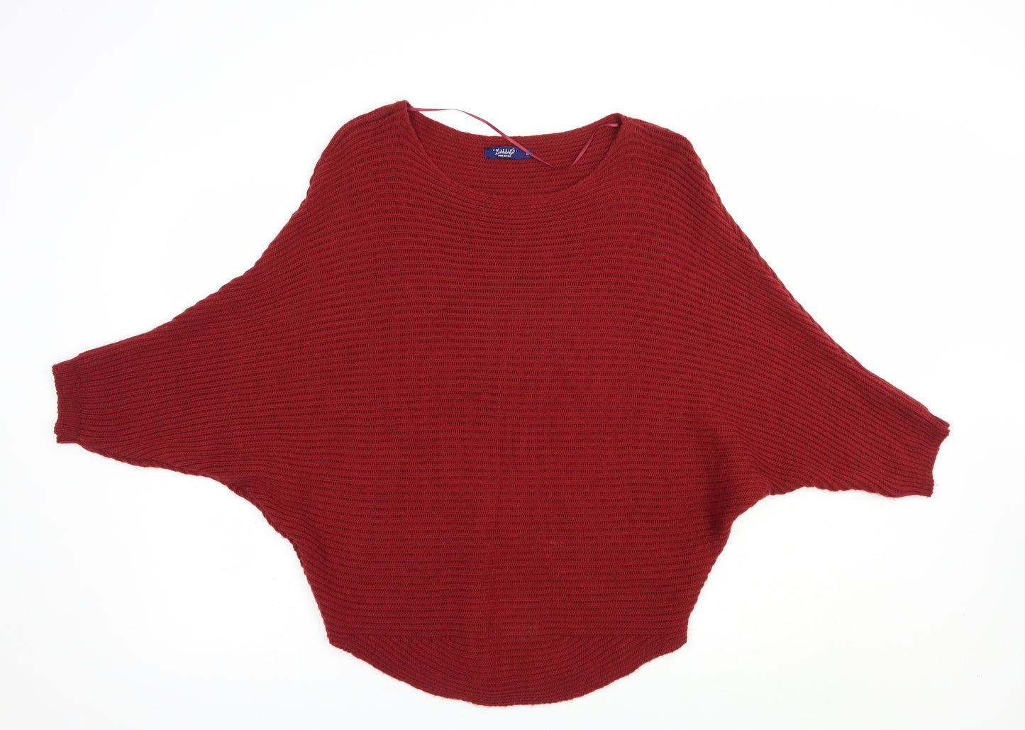 LEONARDO Womens Red Boat Neck  Acrylic Pullover Jumper Size M
